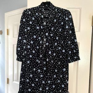 Who What Wear Navy and Light Blue Polka Dot Dress with Tie | Sz M Never worn!!